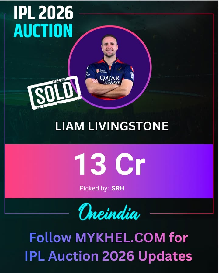 Liam Livingstone is SOLD to Sun Risers Hyderabad for INR 13 Cr.