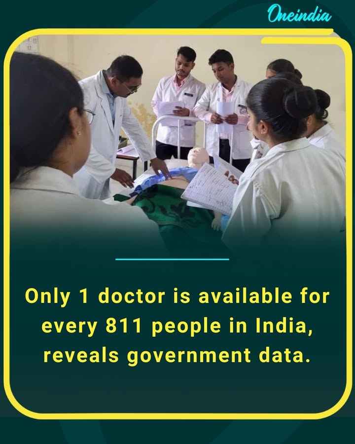 Only 1 doctor is available for every 811 people in India, reveals government data.