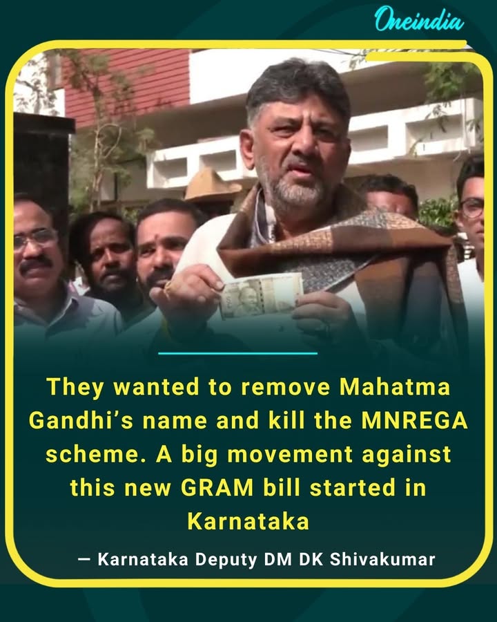 They wanted to remove Mahatma Gandhi’s name and to kill the MNREGA scheme. 
A big movement against this new GRAM bill start in Karnataka.
— Karnataka Deputy DM DK Shivakumar