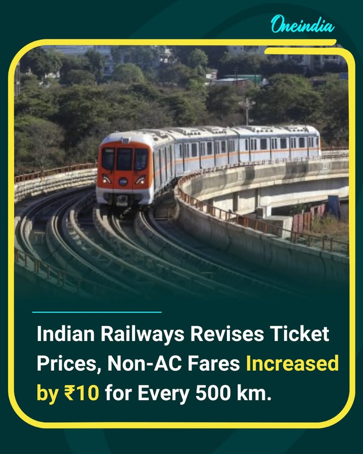 Indian Railways has revised passenger fares, increasing non-AC ticket prices by ₹10 for every 500 km of travel. The move is aimed at rationalising fares and impacting long-distance non-AC travellers the most.