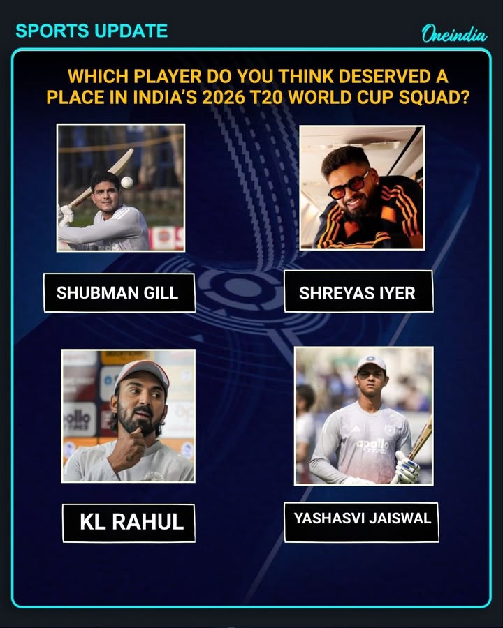 Which player do you think deserved a place in India’s 2026 T20 World Cup squad?