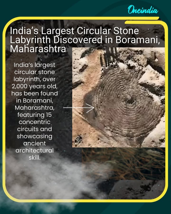 Archaeologists have uncovered India’s largest circular stone labyrinth in the Boramani grasslands of Solapur, Maharashtra. Measuring approximately 50×50 feet with 15 concentric circuits, this 2,000-year-old labyrinth showcases advanced ancient Indian architectural ingenuity, standing out from earlier square-shaped labyrinths found in Tamil Nadu.