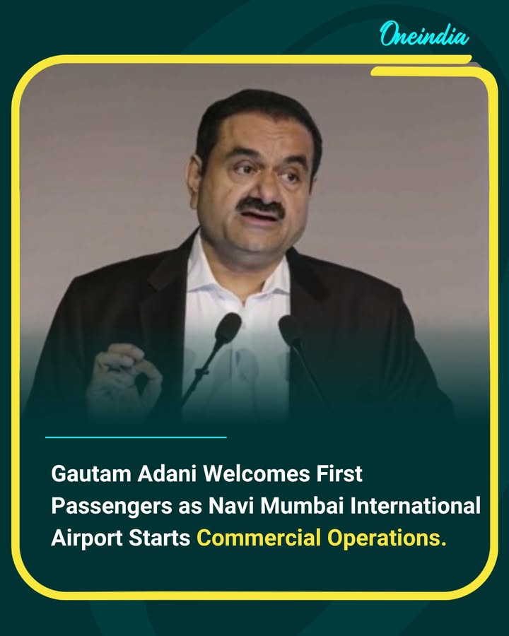 Industrialist Gautam Adani welcomed the first passengers as Navi Mumbai International Airport (NMIA) officially began its commercial operations. Marking a major milestone for India’s aviation infrastructure, the airport commenced services with inaugural IndiGo flights, symbolising improved connectivity, economic growth, and a new chapter in Mumbai’s air travel landscape.