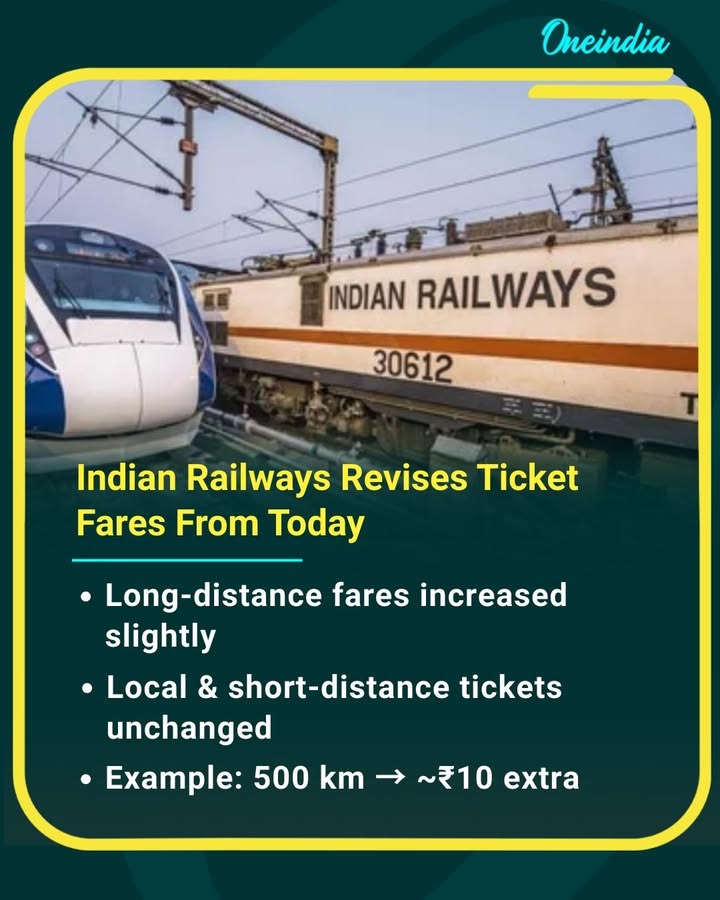 Indian Railways Revises Ticket Fares From Today