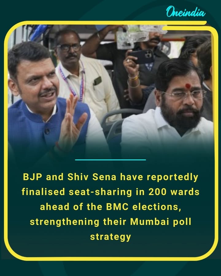 BJP and Shiv Sena have reportedly finalised seat-sharing in 200 wards ahead of the BMC elections, strengthening their Mumbai poll strategy