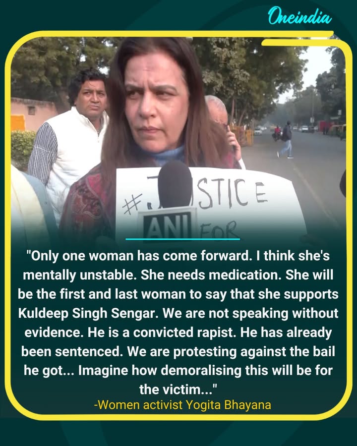 Yogita Bhayana protests bail to Kuldeep Singh Sengar, calls move “demoralising for victim”.