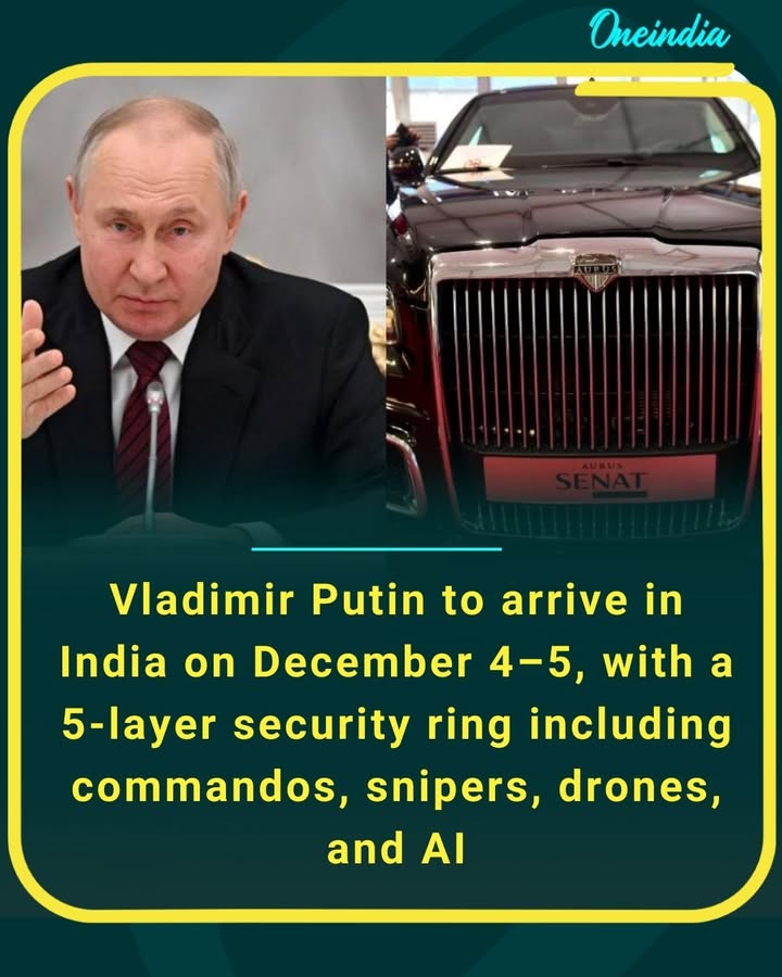 Vladimir Putin to arrive in India on December 4–5, with a 5-layer security ring including commandos, snipers, drones and AI