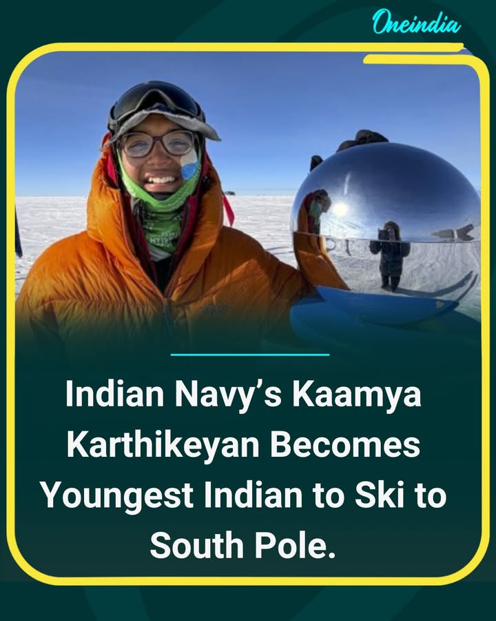 The Indian Navy congratulated Kaamya Karthikeyan, the 18-year-old daughter of a naval officer, for scripting history by becoming the youngest Indian and the world’s second-youngest female to ski to the South Pole. Braving temperatures of –30°C and gale-force winds, Kaamya trekked nearly 115 km on foot, pulling a loaded sled, to reach the South Pole on December 27, 2025. She is now on a mission to become the youngest person to complete the prestigious Explorers Grand Slam.