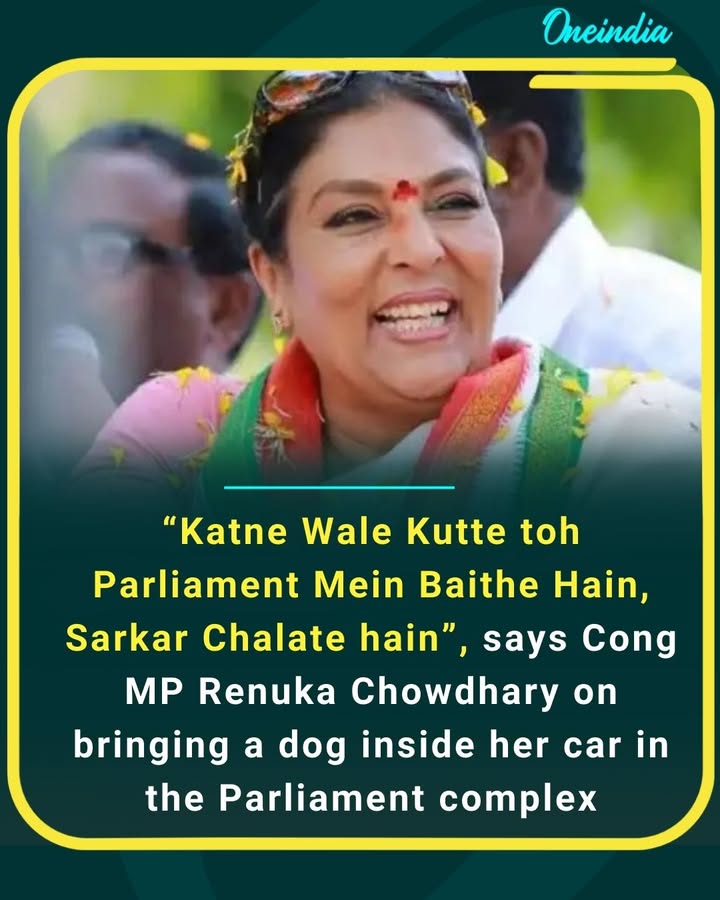 “Katne Wale Kutte toh Parliament Mein Baithe Hain, Sarkar Chalate hain” says Cong MP Renuka Chowdhary on bringing a dog inside her car in the Parliament complex