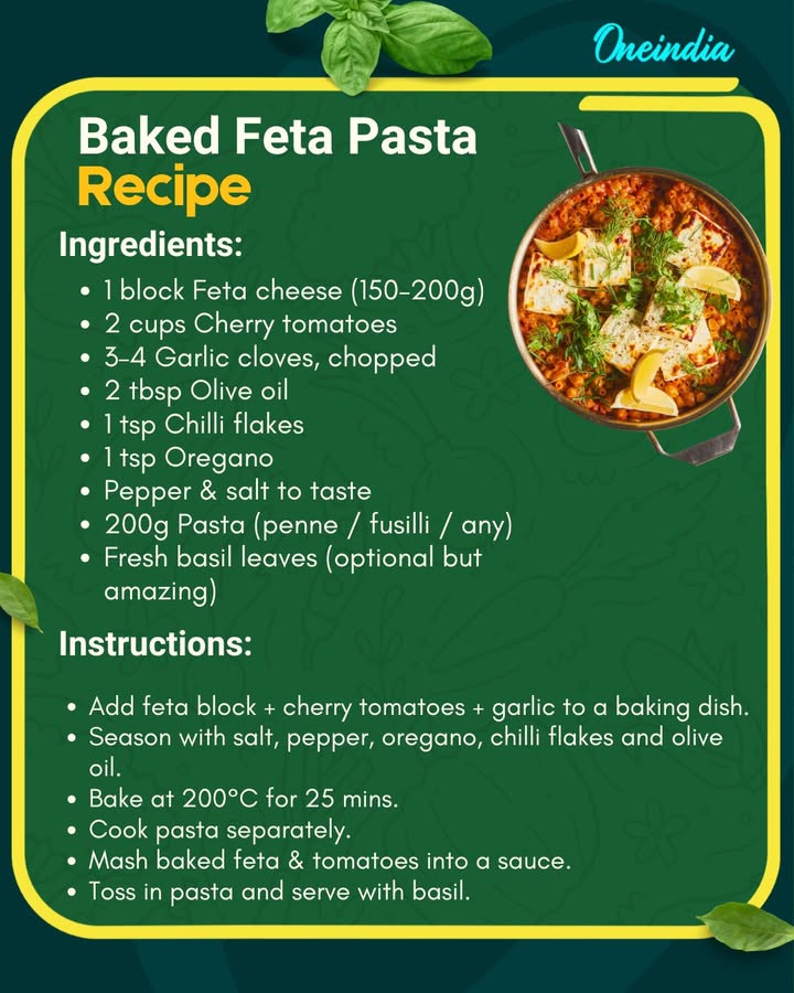 Here’s the easiest & most viral Baked Feta Pasta recipe — creamy, cheesy, tangy and ready in under 30 minutes!