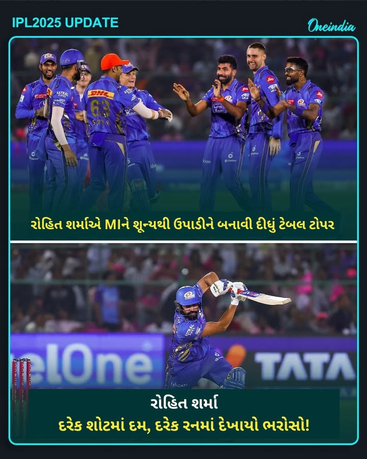 રોહિત શર્માએ MIને શૂન્યથી ઉપાડીને બનાવી દીધું ટેબલ ટોપર