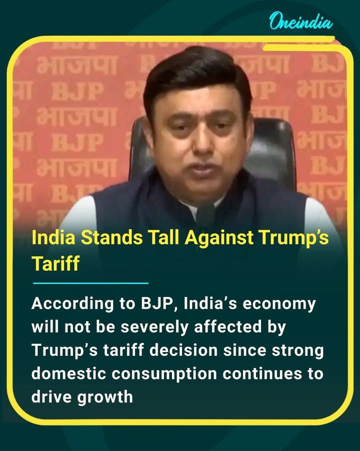 BJP says India’s strong local consumption will shield the economy from the impact of Trump’s tariff move.