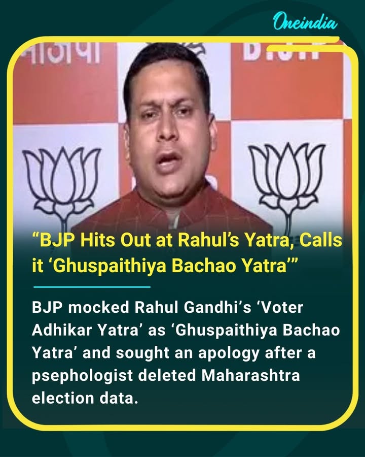 BJP slams Rahul Gandhi’s ‘Voter Adhikar Yatra’ and demands apology after Maharashtra poll data row.