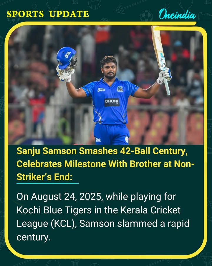 Sanju Samson Hugs Brother After Blazing 42-Ball Century in Kerala Cricket League.