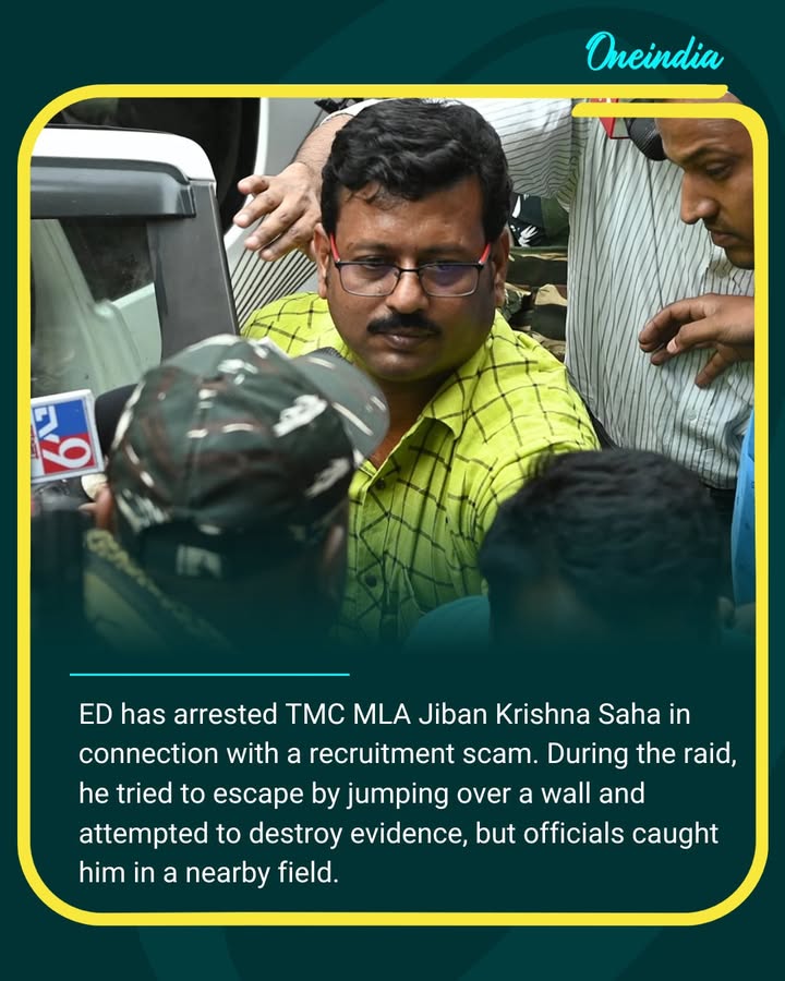 TMC MLA Jiban Krishna Saha Arrested by ED in Recruitment Scam.