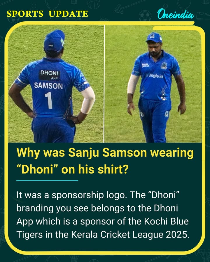 Sanju Samson’s Jersey With “Dhoni” Sparks Buzz — It’s Actually a Sponsor Logo, Not a Tribute.