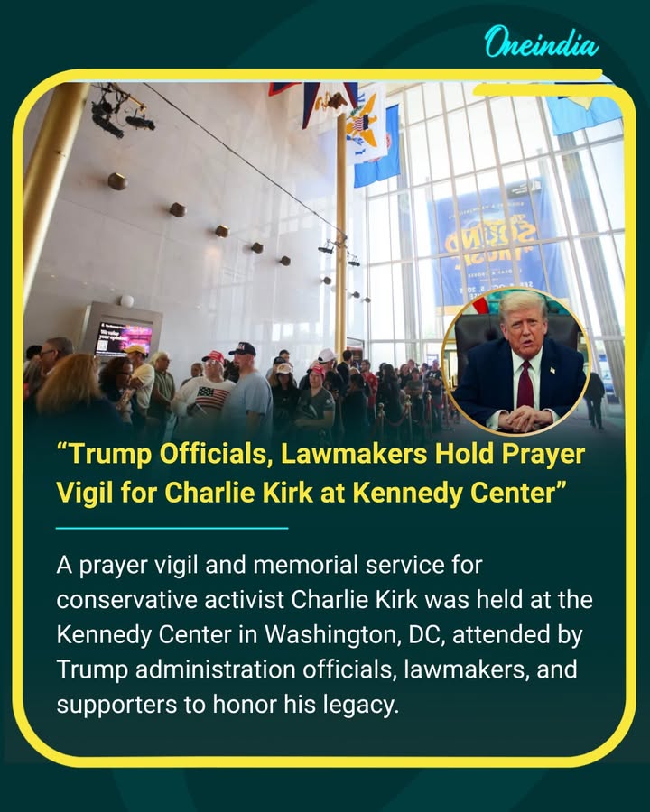 A prayer vigil and memorial service for conservative activist Charlie Kirk was held at the Kennedy Center in Washington, DC, attended by Trump administration officials, lawmakers, and supporters to honor his legacy.