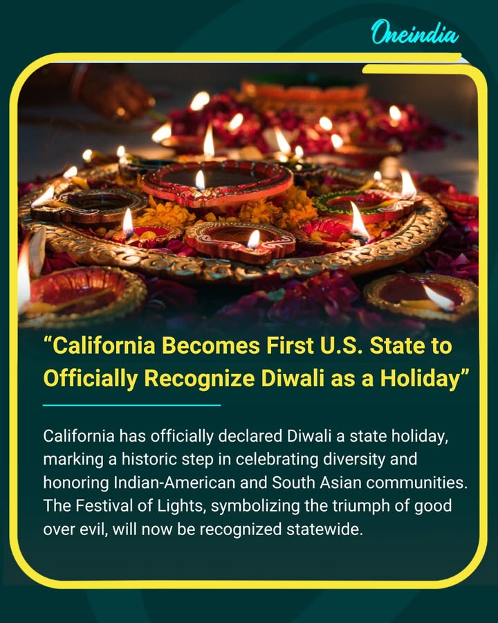 California has officially declared Diwali a state holiday, marking a historic step in celebrating diversity and honoring Indian-American and South Asian communities. The Festival of Lights, symbolizing the triumph of good over evil, will now be recognized statewide.