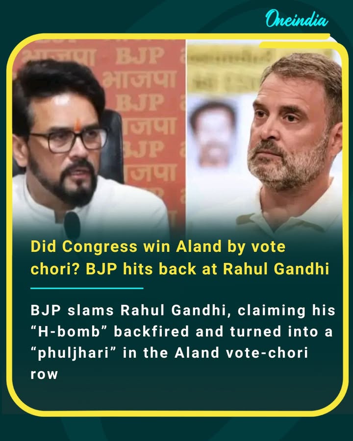 BJP slams Rahul Gandhi, saying his “H-bomb” exploded on himself and fizzled out as a “phuljhari” in the Aland vote-chori row.