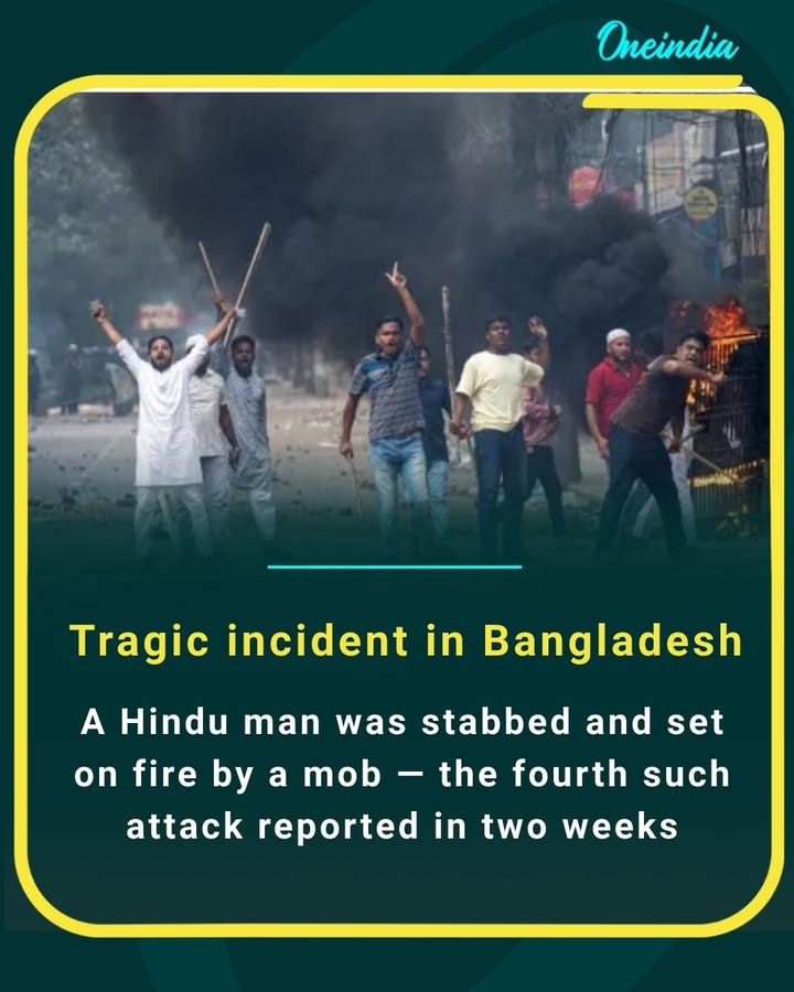 A Hindu man was stabbed and set on fire by a mob — the fourth such attack reported in two weeks.