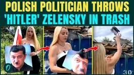 'Hitler Zelensky Is Trash': Polish Politician THROWS Hitler-Style Zelensky Portrait Into TRASH