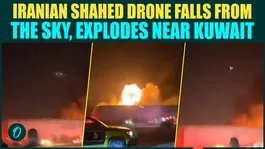Iran BOMBS Kuwait RAW FOOTAGE: Iranian Shahed Drone FALLS From Sky, Slams US Base in Kuwait