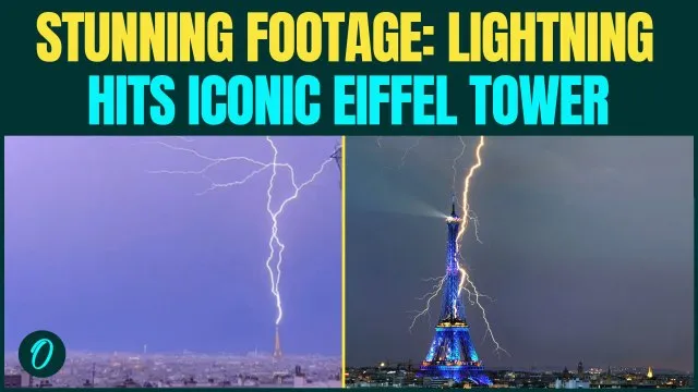 DRAMATIC FOOTAGE: Lightning ILLUMINATES Eiffel Tower During Massive Thunderstorm In Paris
