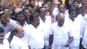 DMK Protest Erupts In Chennai Over Resurfaced Drug Allegation Video Involving TVK Minister Sarath Kumar