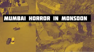 Mumbai Under Red Alert: Road Cave-In, Waterlogged Streets And Scary Monsoon Visuals | Watch