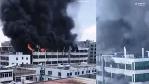 28 Killed in China After Shoe Factory Catches Fire; Workers Wave for Help From Rooftop | Watch