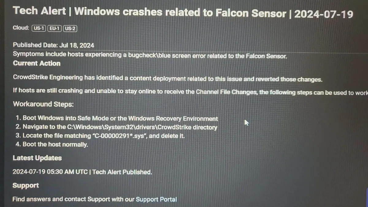 Crowdstrike issue causing bluescreen on Windows devices, seems like ...