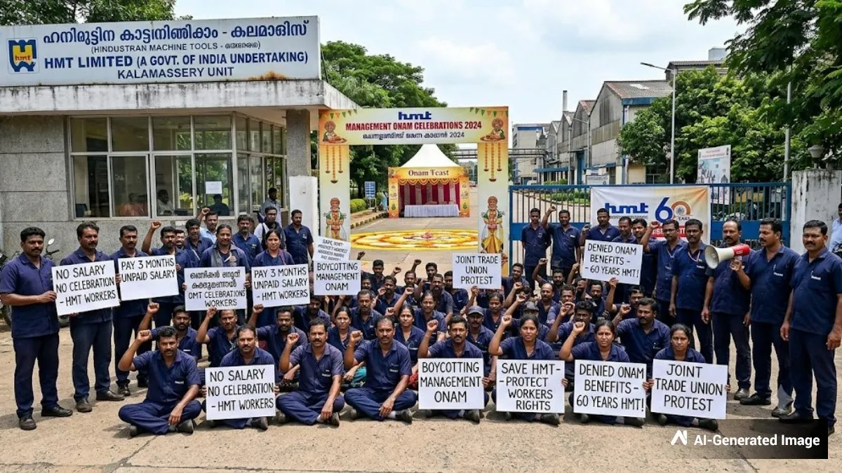 ಸಂಬಳವಿಲ್ಲ, ಬೋನಸ್‌ ಇಲ್ಲ; HMT ಕಾರ್ಮಿಕರಿಂದ ಓಣಂ ಸಂಭ್ರಮಕ್ಕೆ ಬಹಿಷ್ಕಾರ, ‘Save HMT’ ಹೋರಾಟ
