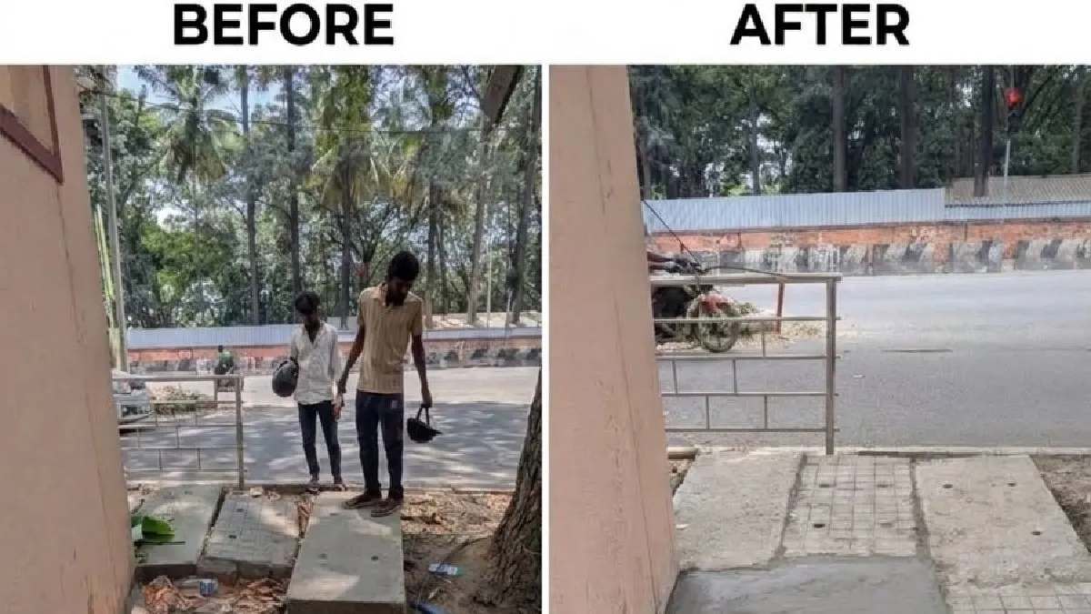 ಸ್ವಂತ ಖರ್ಚಿನಲ್ಲಿ ಫುಟ್‌ಪಾತ್ ಸರಿಪಡಿಸಿದ ಬೆಂಗಳೂರು CEO: ಕೇವಲ 2,700 ರೂ. ವೆಚ್ಚದಲ್ಲಿ ಹಾಳಾಗಿದ್ದ ಫುಟ್‌ಪಾತ್ ರಿಪೇರಿ!