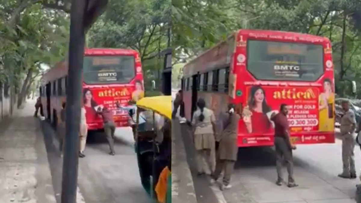 RSS ವಿಚಾರ ಮುಗಿದಿದ್ದರೆ BMTC ಬಗ್ಗೆಯೂ ಚರ್ಚಿಸಿ; ರಸ್ತೆಯಲ್ಲೇ ಕೆಟ್ಟುನಿಂತ ಬಸ್ ವಿಡಿಯೋ ವೈರಲ್