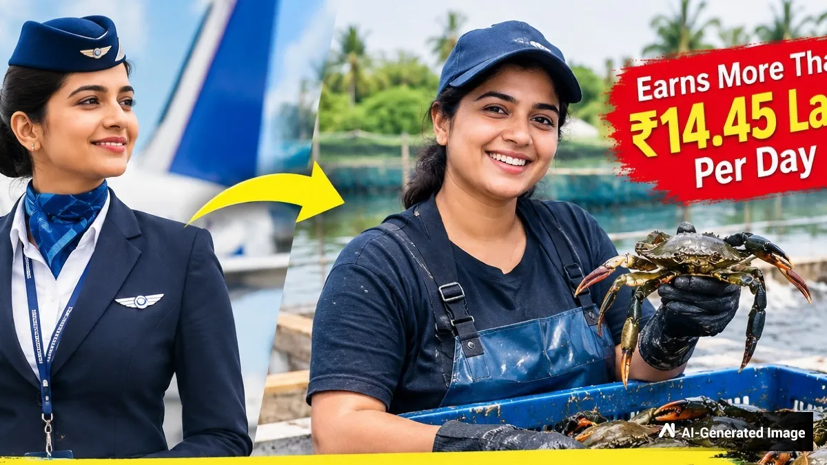 Crab Business: ಏಡಿ ವ್ಯಾಪಾರಕ್ಕಿಳಿದ ಫ್ಲೈಟ್ ಅಟೆಂಡೆಂಟ್ : ಒಂದೇ ದಿನದಲ್ಲಿ 14.45 ಲಕ್ಷ ಸಂಪಾದನೆ