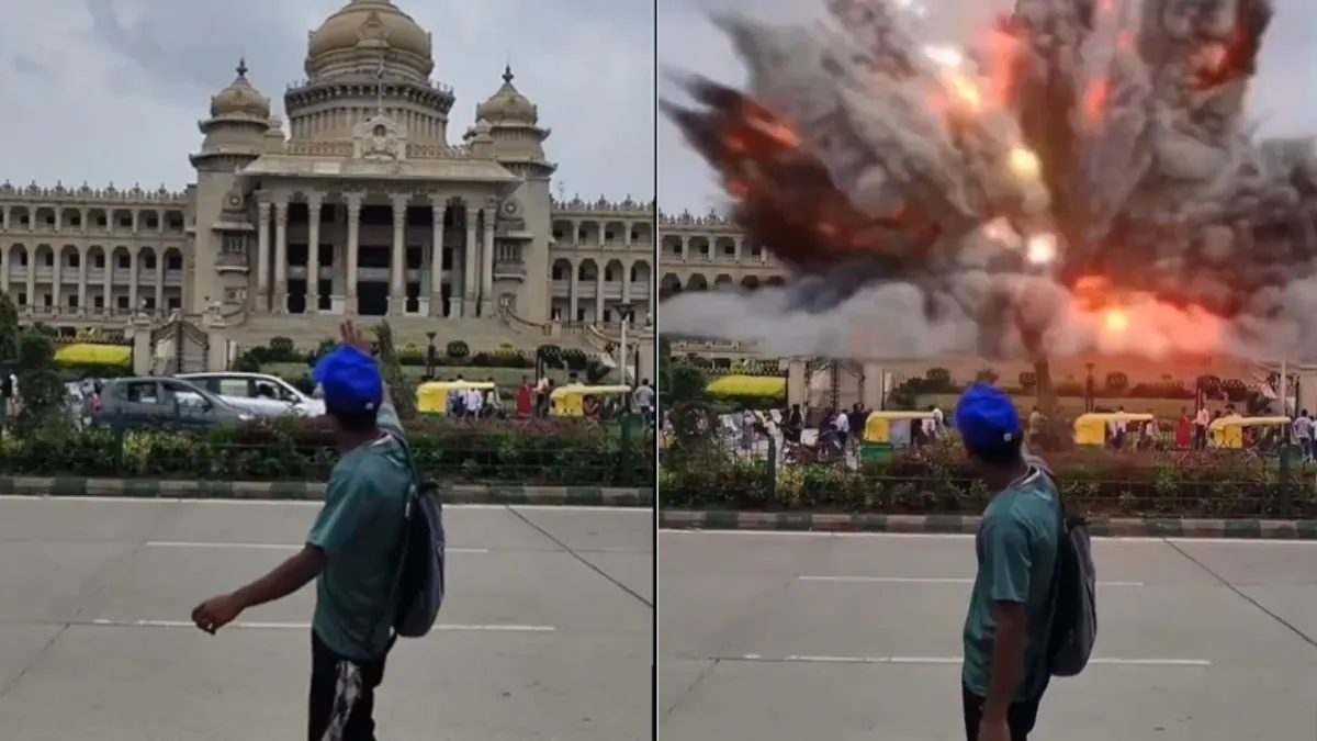ಬೆಂಗಳೂರಿನ ಶಕ್ತಿಕೇಂದ್ರ 'ವಿಧಾನಸೌಧ ಸ್ಪೋಟಿಸಿದಂತೆ' ವಿಡಿಯೋ; ಸಾಮಾಜಿಕ ಜಾಲತಾಣದಲ್ಲಿ ಭಾರೀ ಆಕ್ರೋಶ!