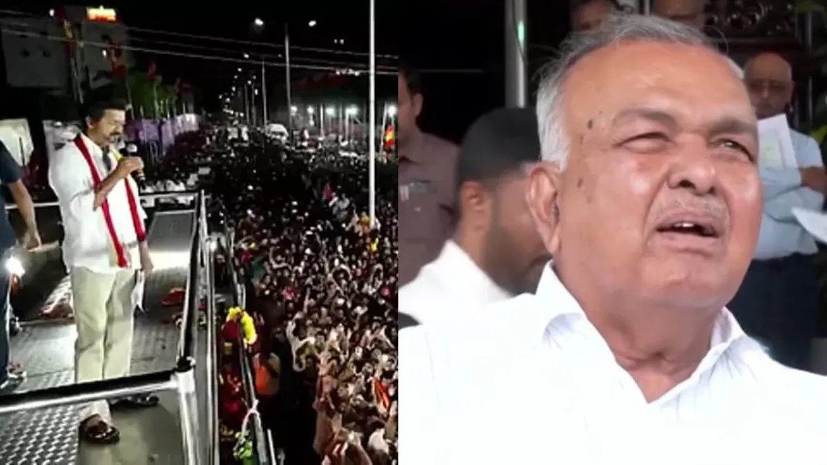 கரூர் கூட்டநெரிசல் பற்றி நாங்க பேசல.. என்கவுண்டர் விஷயத்தில் ஏன் தலையிடுறீங்க! விஜய் மீது கர்நாடக அமைச்சர் கோபம்