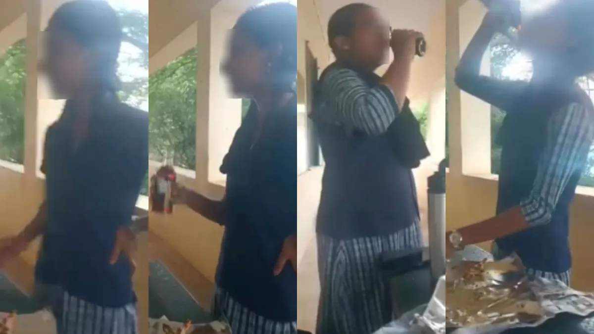 "குடி! ஃபர்ஸ்ட் நீ குடிடி!" குமரி பள்ளி வளாகத்தில் சீருடையில் மது குடிக்கும் மாணவிகள் வீடியோ வைரல்!