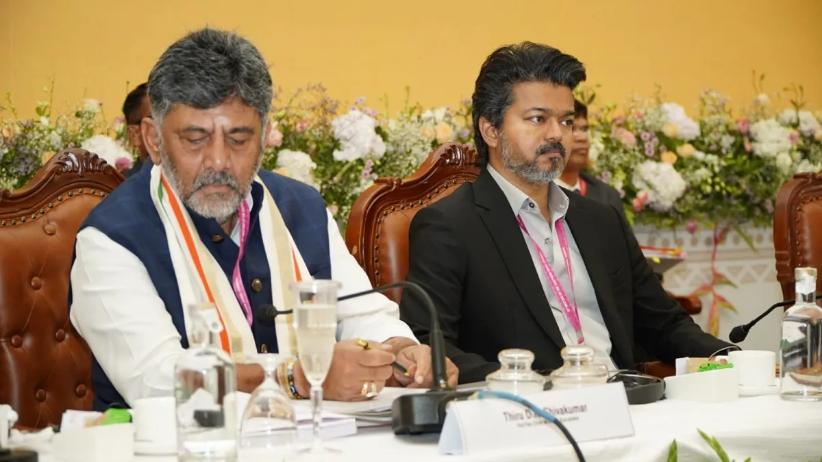 கர்நாடகா முதல்வர் சிவக்குமார் முன்பே! காவிரி விவகாரத்தை கையில் எடுத்த விஜய்! கடுகடுத்த டிகேஎஸ்!
