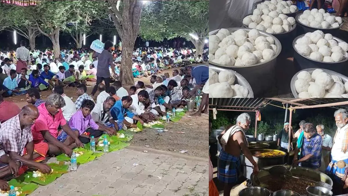 101 ஆடுகளை பலியிட்டு! நள்ளிரவில் உருண்டை சோறு கிடாக்கறி விருந்து! நத்தம் அருகே ஆண்களுக்கான திருவிழா