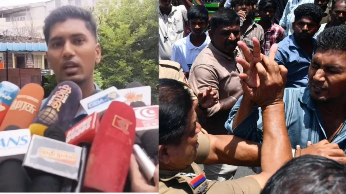என் வேலையே போச்சு.. போலீஸை அடிச்சது தப்பு தான்.. தஞ்சாவூரில் கைதாகி விடுவிக்கப்பட்ட இளைஞர் பேட்டி!