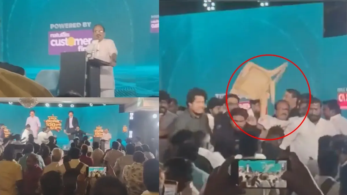 திமுகவினரை கெட்ட வார்த்தையில் திட்டிய நாஞ்சில் சம்பத்.. அடுத்த நொடியில் முகத்தில் விழுந்த சேர்!