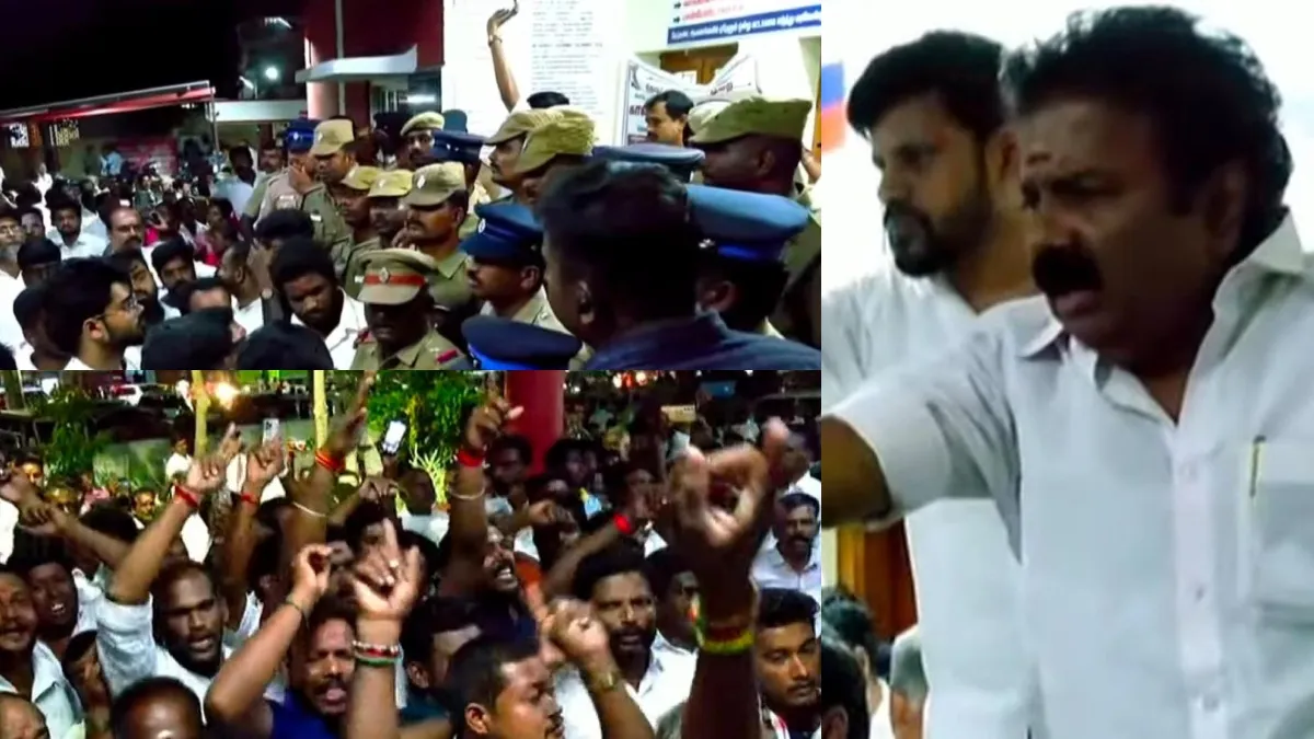சிக்கிய ரூ.1 கோடி.. தாராபுரம் தேர்தலுக்கு விநியோகம்? மாவட்ட செயலாளரிடம் விசாரிக்க அதிமுக எதிர்ப்பு - ஸ்டேஷன் முற்றுகை