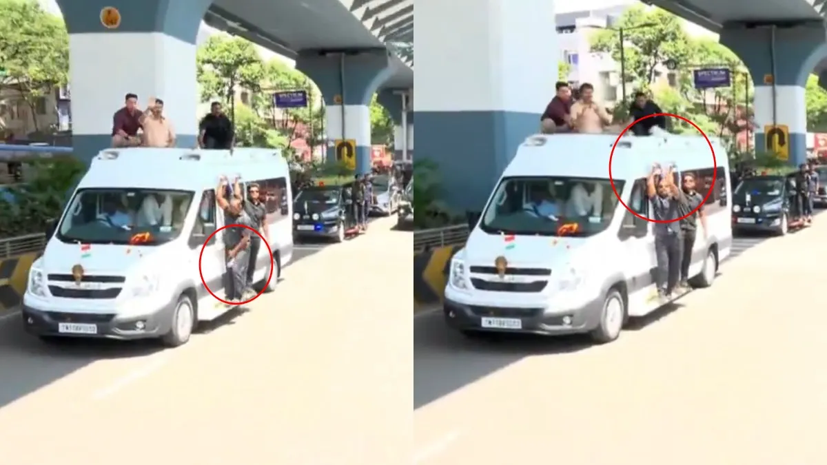 கோவையில் விஜய் வாகனத்தின் மீது தண்ணீர் பாட்டில் வீச்சு! அவிநாசி சாலையில் பரபரப்பு!
