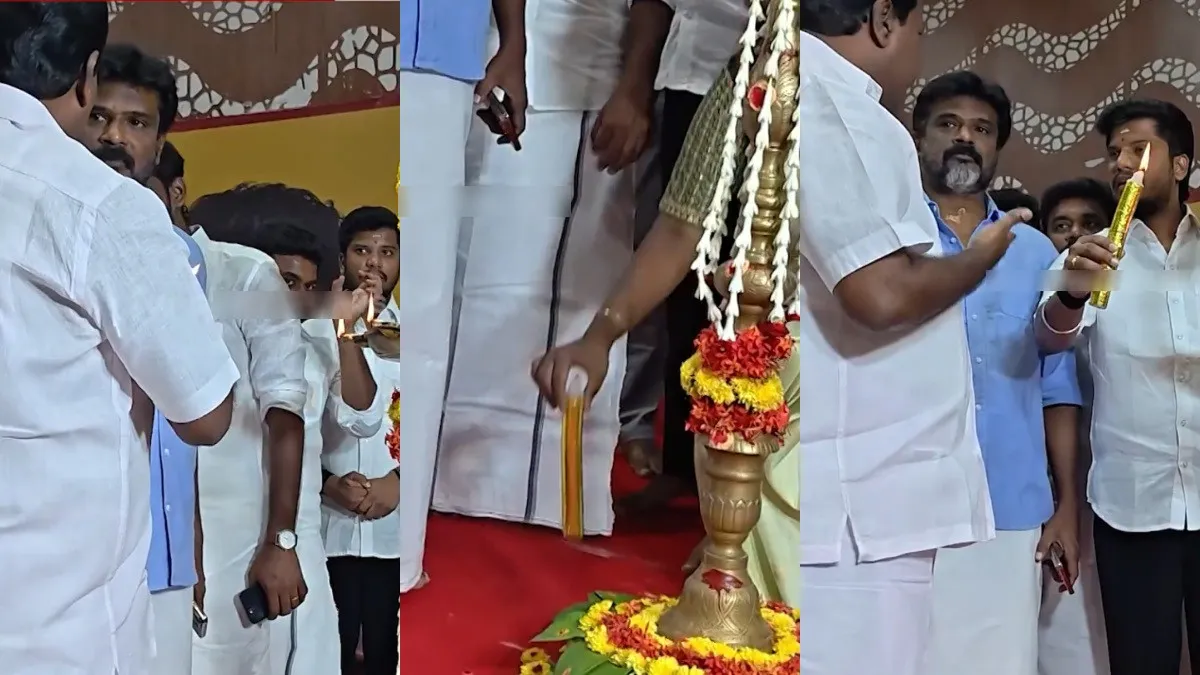 குத்துவிளக்கேற்றுவதில் சண்டை! காங்கிரஸ் எம்பியிடம் இருந்த  கேன்டிலை தட்டிவிட்ட TVK நவல்பட்டு விஜி