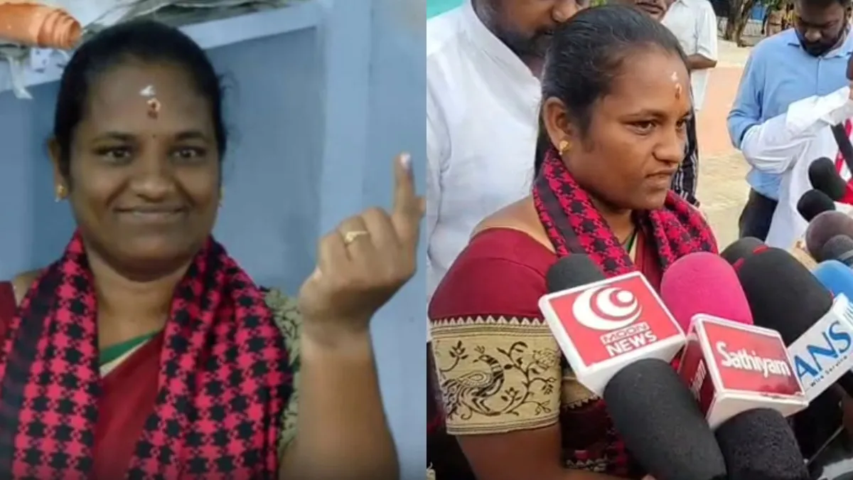 "முதல்வர் விஜய்யால் வெற்றி நிச்சயம்" முதல் ஆளாக வந்து வாக்களித்த தாராபுரம் திமுக வேட்பாளர் சுகன்யா