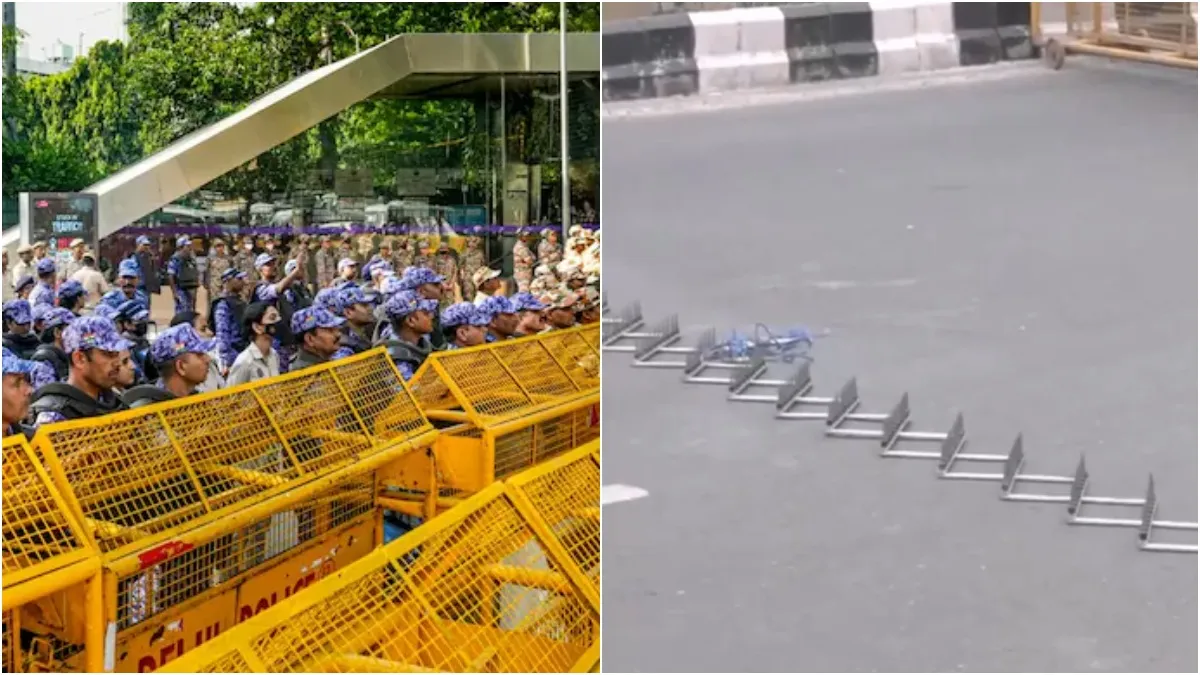 டெல்லி எல்லையில் முள் கம்பிகள், பேரிகாடுகள்.. விவசாயிகளை தடுக்க பயன்படுத்திய அதே பேட்டன்!