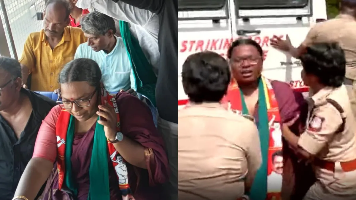 நாதக வேட்பாளர் கார்த்திகாவை குண்டுக்கட்டாக கைது செய்த போலீசார்.. விஜய் ரோடு ஷோவின்போது பரபரப்பு!