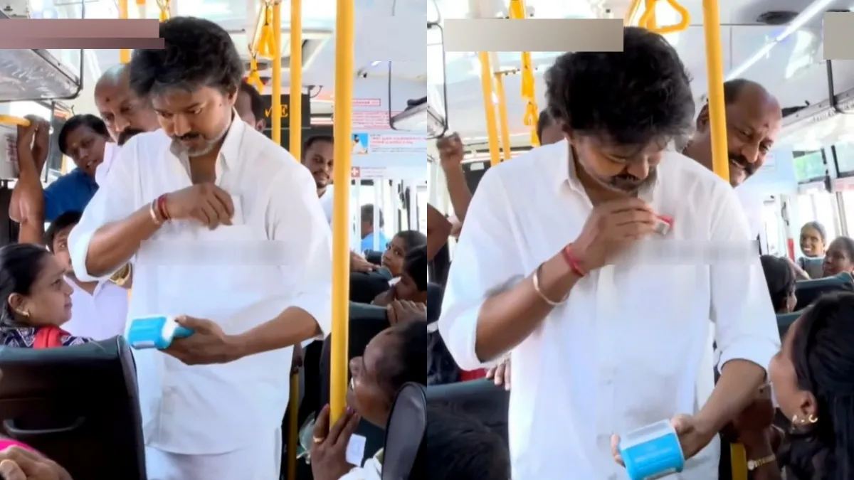 "ஆங்! டிக்கெட் டிக்கெட்.." டீலக்ஸ் பஸ்ஸில் 4 ஆக மடித்து பெண் கொடுத்த மனுவை பாக்கெட்டில் போட்ட விஜய்!
