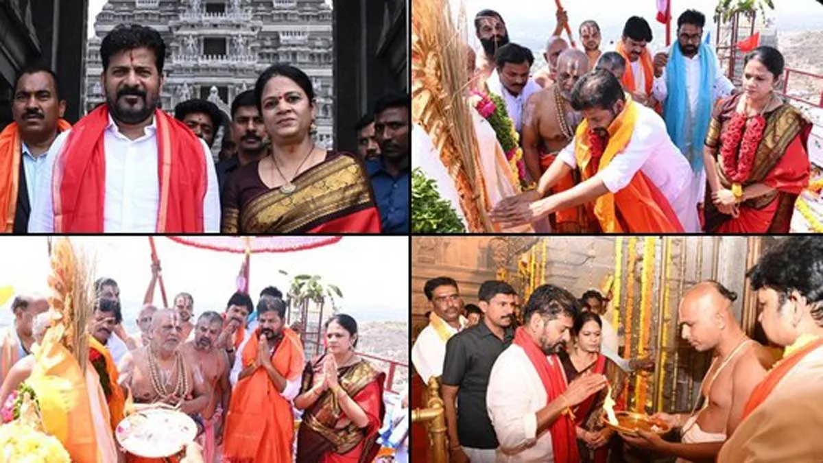 యాదగిరిగుట్టలో బంగారు గోపురం ఆవిష్కరించిన సీఎం రేవంత్